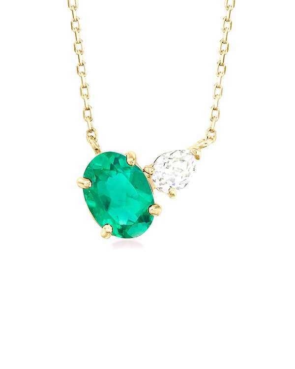 MaxColor 14K 0.60 ct. tw. Lab-Grown Emerald Necklace