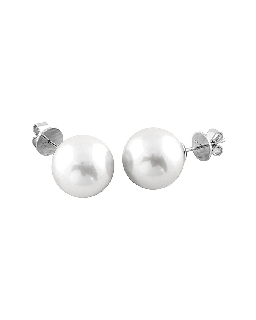 Splendid Pearls Silver 12-13mm Freshwater Pearl Studs
