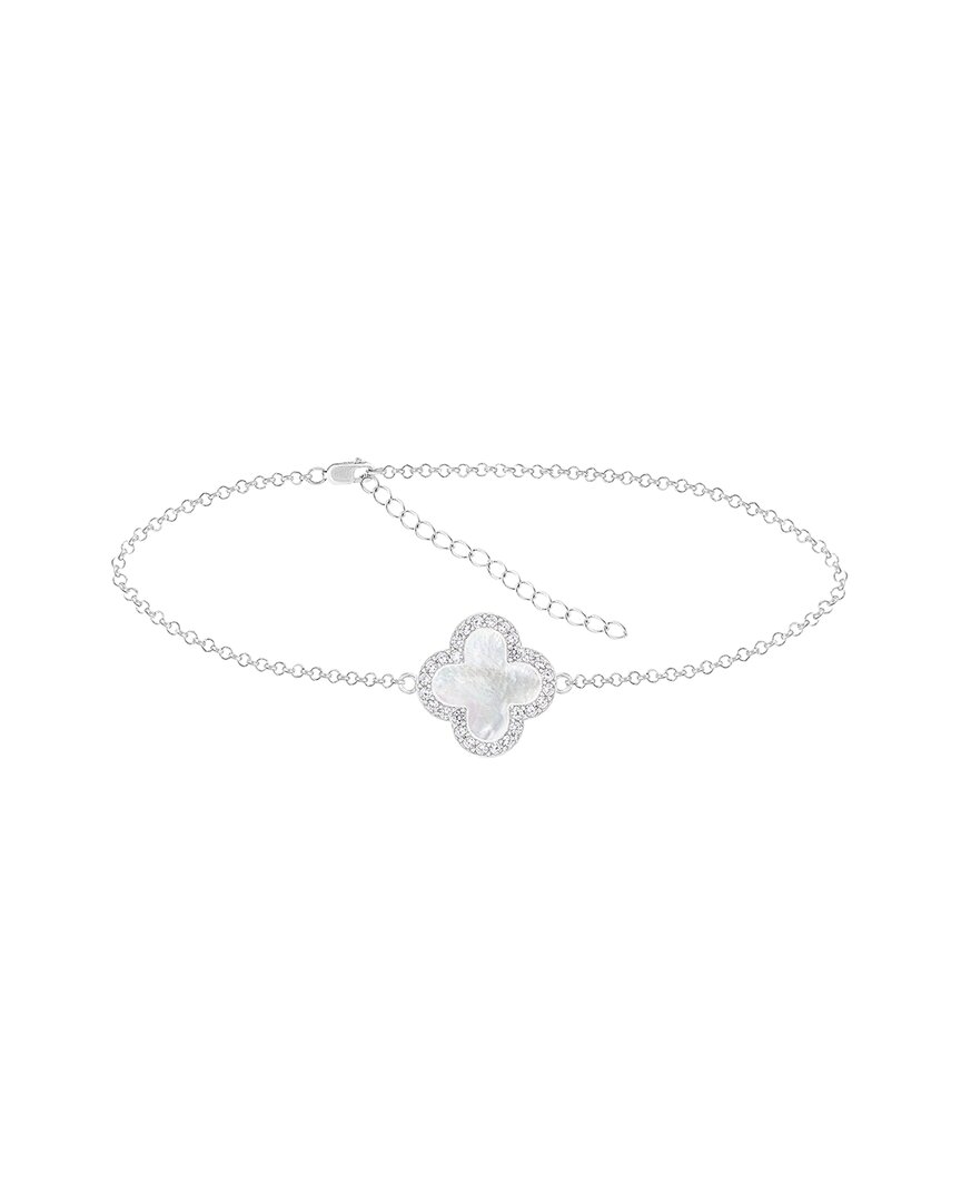 Splendid Pearls Silver 10mmmm Pearl Cz Bracelet