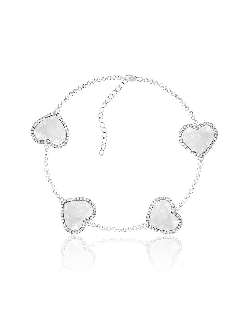Splendid Pearls 12-13mm Pearl Cz Station Bracelet