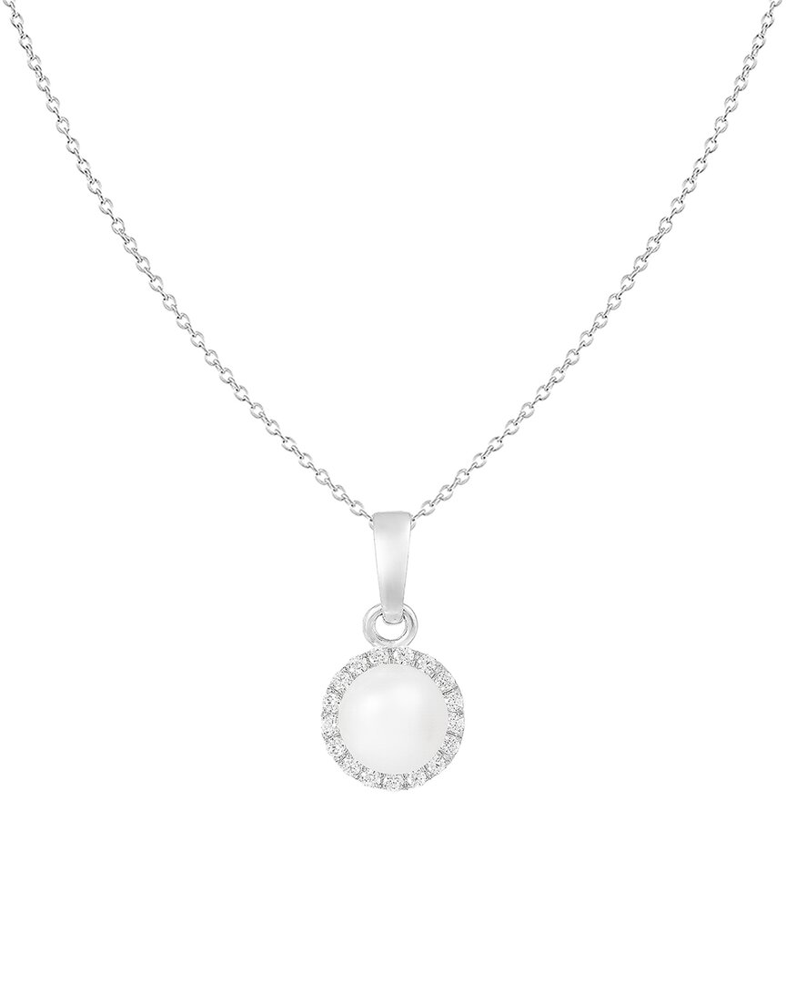 Splendid Pearls 6.5-7mm Pearl Cz Dangle Set