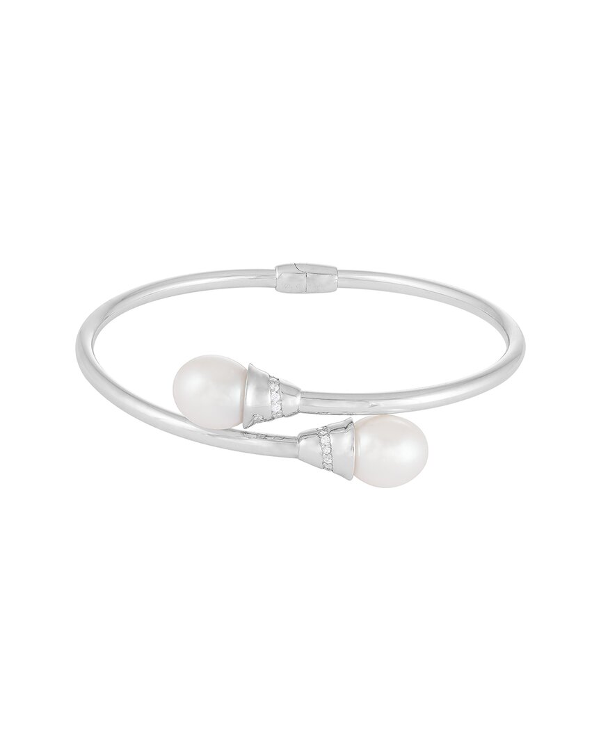Splendid Pearls 8.5-9mm Pearl Cz Bypass Bracelet