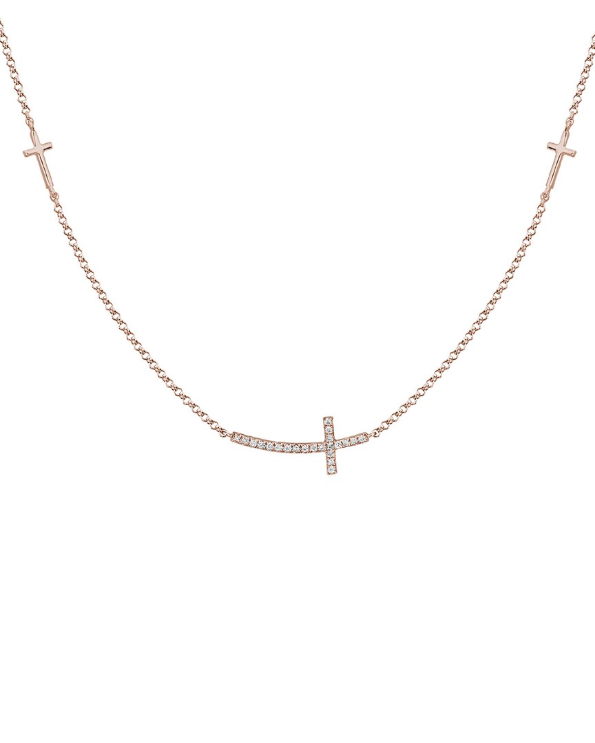 Diamond Select Cuts 14k Rose Gold Diamond Cross Necklace