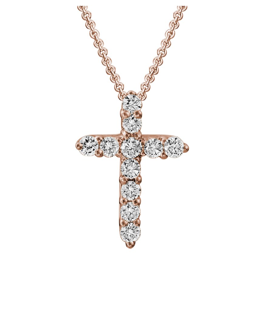 Diamond Select Cuts 14k Rose Gold 0.26 Ct. Tw. Diamond Cross Necklace
