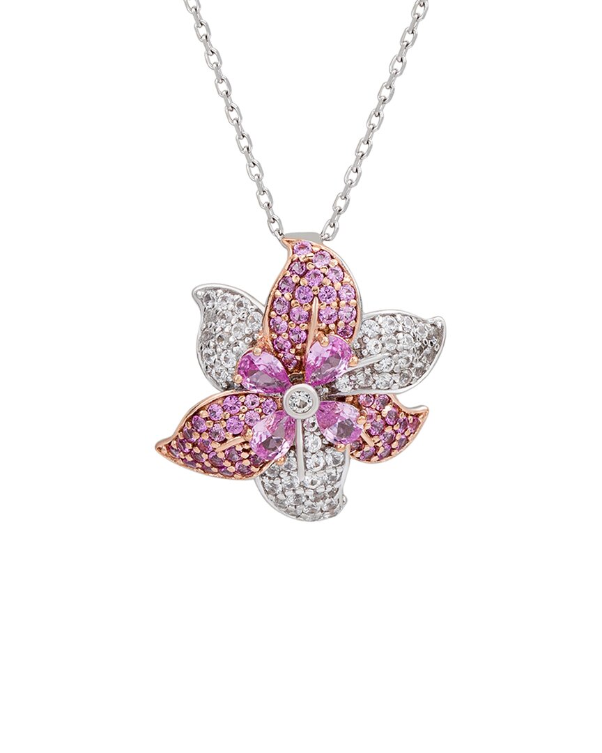 Suzy Levian Silver 0.02 Ct. Tw. Diamond & Sapphire Heart Pendant