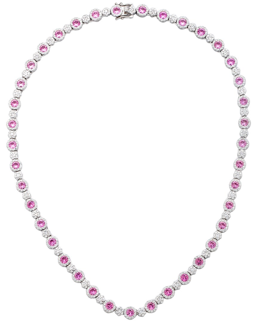 Suzy Levian Silver 0.02 Ct. Tw. Diamond & Sapphire Statement Necklace
