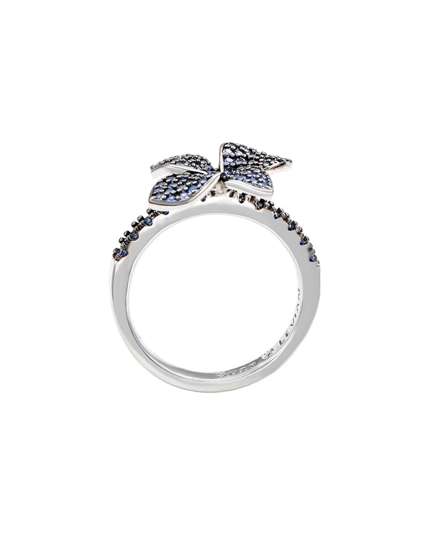 Suzy Levian Silver 0.02 Ct. Tw. Diamond & Sapphire Statement Ring