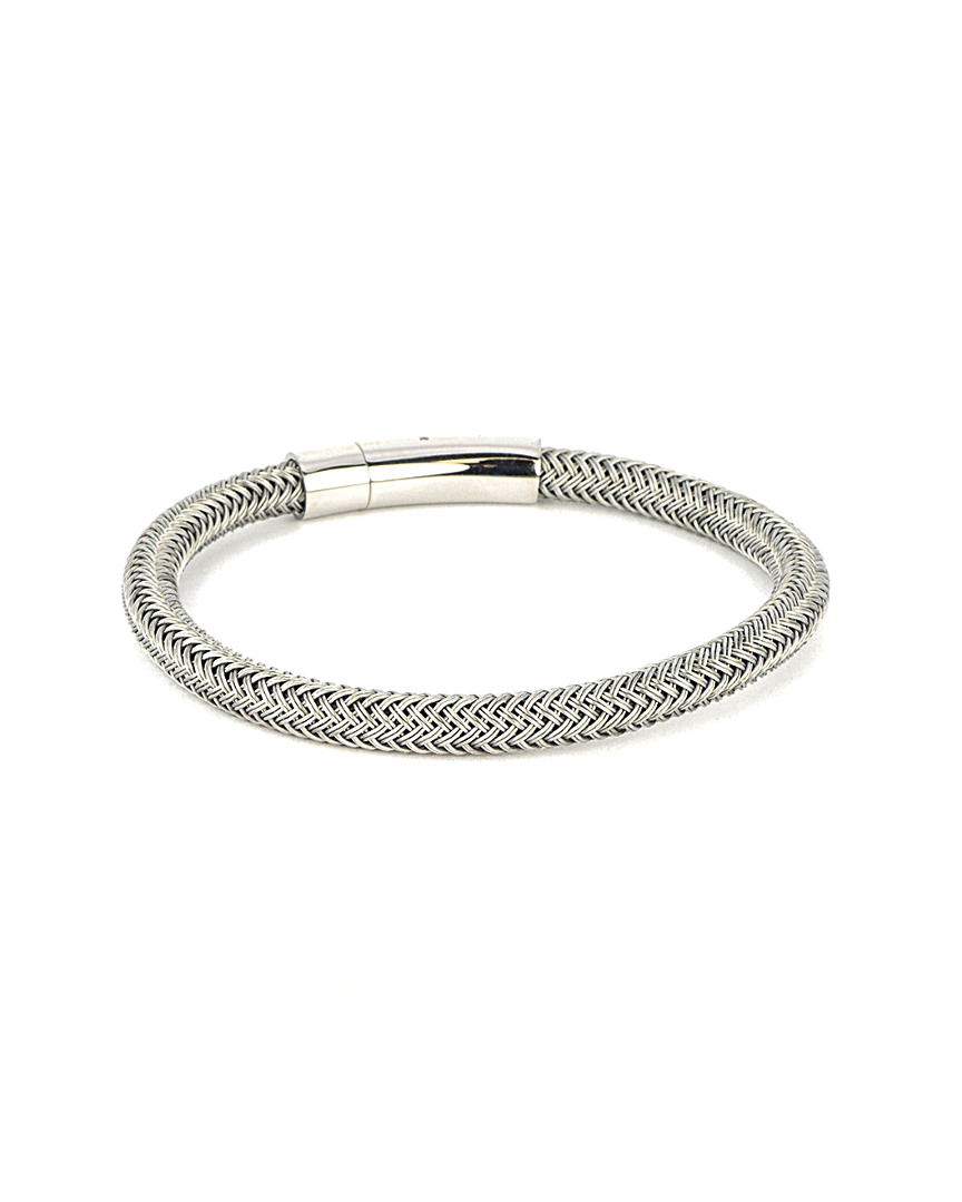 Jean Claude Stainless Steel Leather Wrap Bracelet