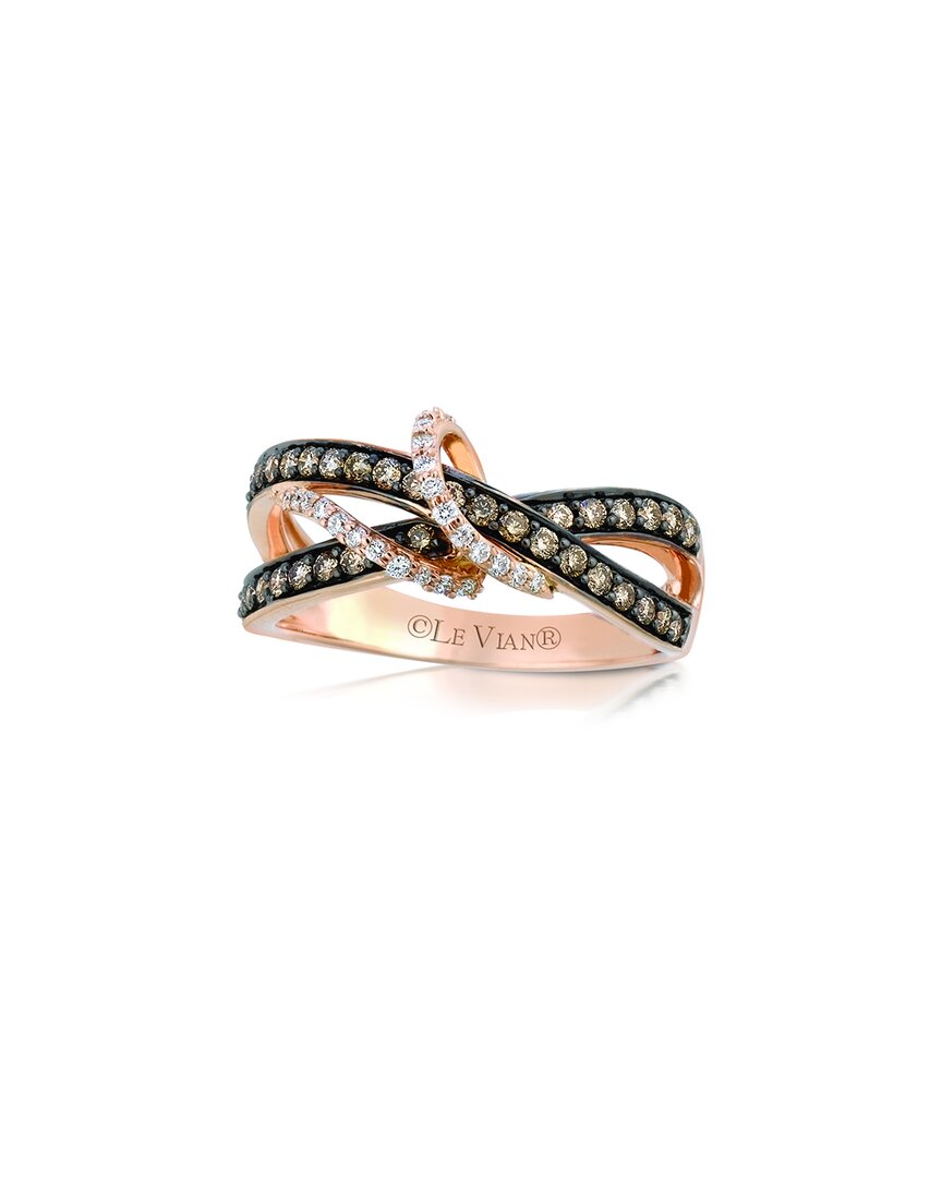 Le Vian Ladies Chocolate Gladiator Ring Set In 14k Strawberry Gold