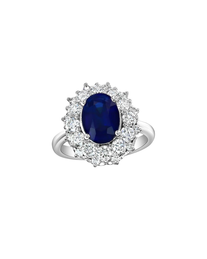 Jewels By Viomo 14k 4.28 Ct. Tw. Diamond & Sapphire Double Halo Ring