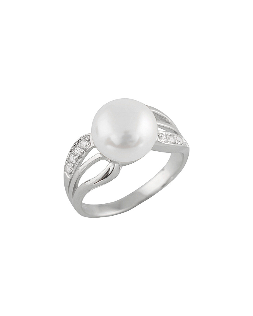 Splendid Pearls Dnu 0 Units Sold Silver 9-9.5mm Pearl & Cz Ring