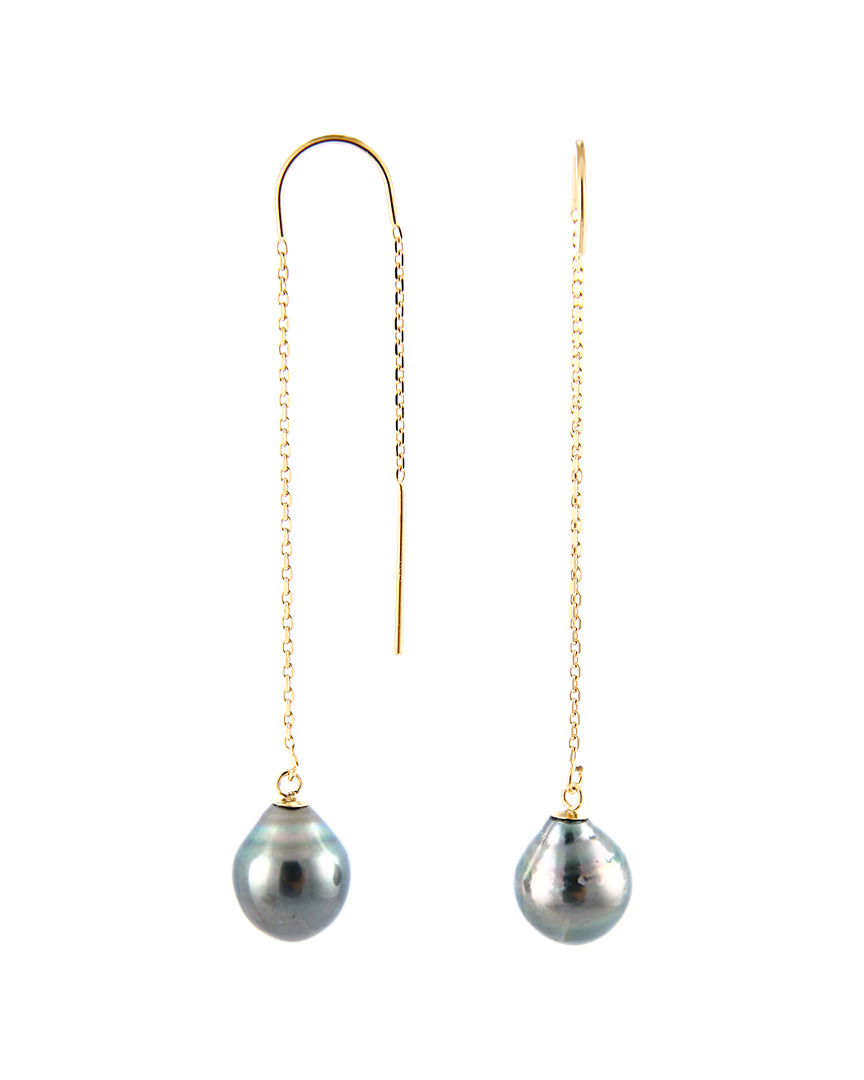 Splendid Pearls 14k 9-10mm Tahitian Pearl Earrings