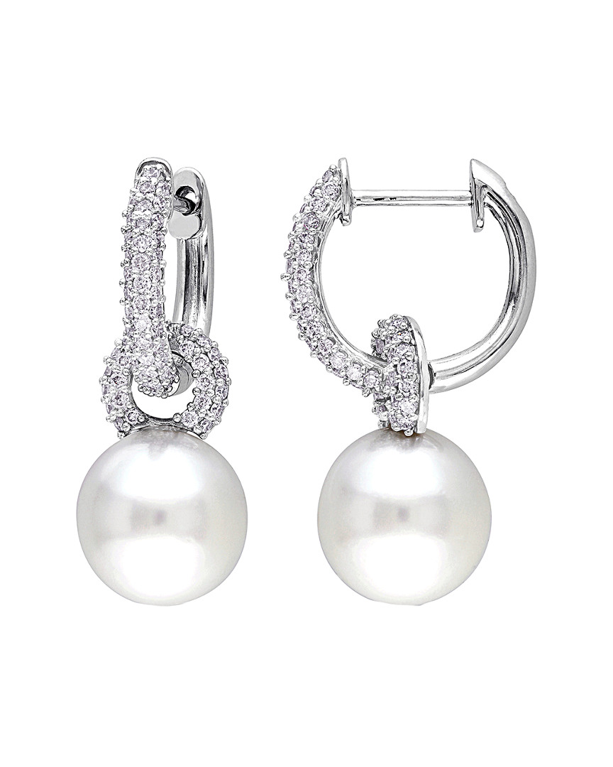 Pearls 14k Diamond & 9-9.5mm South Sea Pearl Drop Earrings
