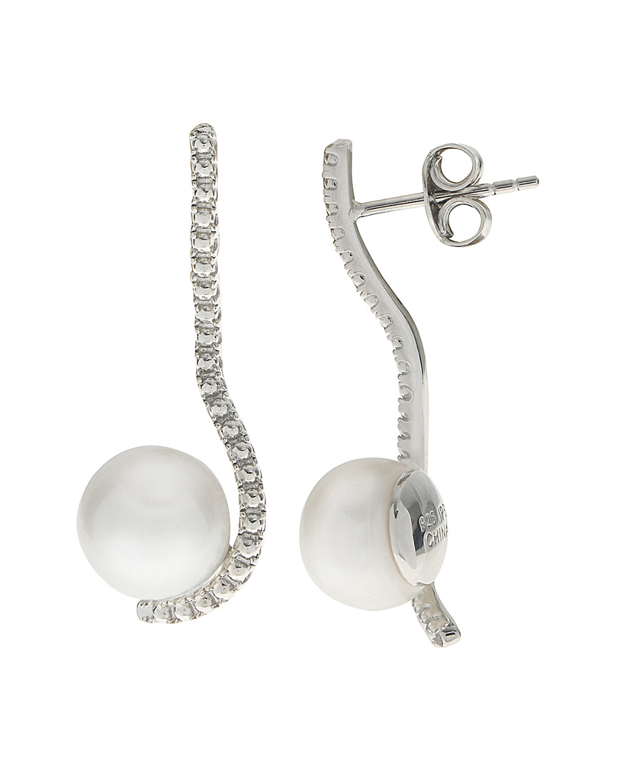 Pearls Imperial Silver 9-10mm Freshwater Pearl Earrings In White
