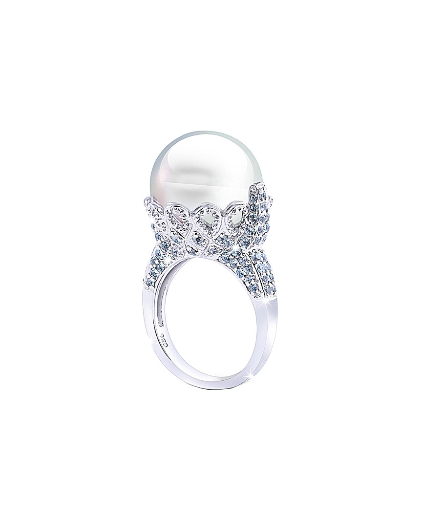 Pearls Imperial Silver 1.12 Ct. Tw. White Topaz & 14-15mm Pearl Ring