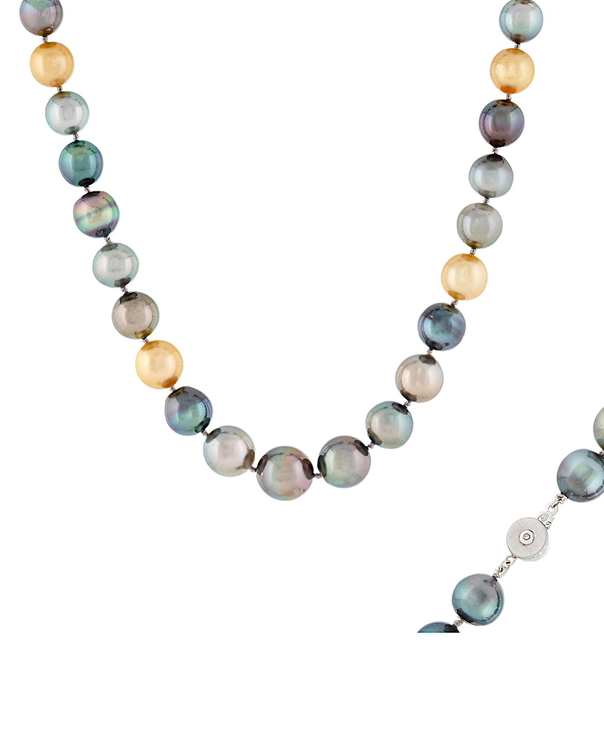 Masako Pearls Splendid Pearls 14k 0.02 Ct. Tw. Diamond & 11-13mm Tahitian & South Sea Pearl Necklace