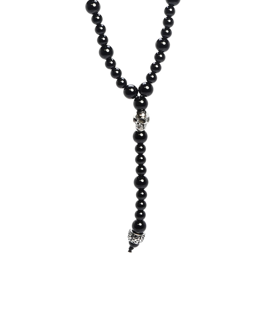 Jean Claude Stainless Steel Black Agate Necklace