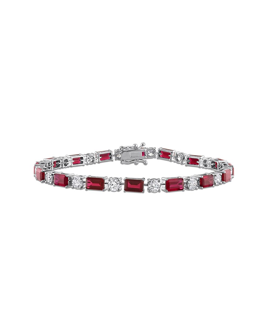 LAB GROWN GEMSTONES CREATIVE FOREVER 18K 10.08 CT. TW. LAB-GROWN DIAMOND & LAB-GROWN RUBY TENNIS BRACELET