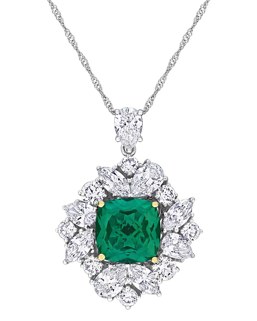Lab Grown Gemstones Creative Forever 18k 5.22 Ct. Tw. Lab-grown Diamond & Lab-grown Emerald  Pendant Necklace