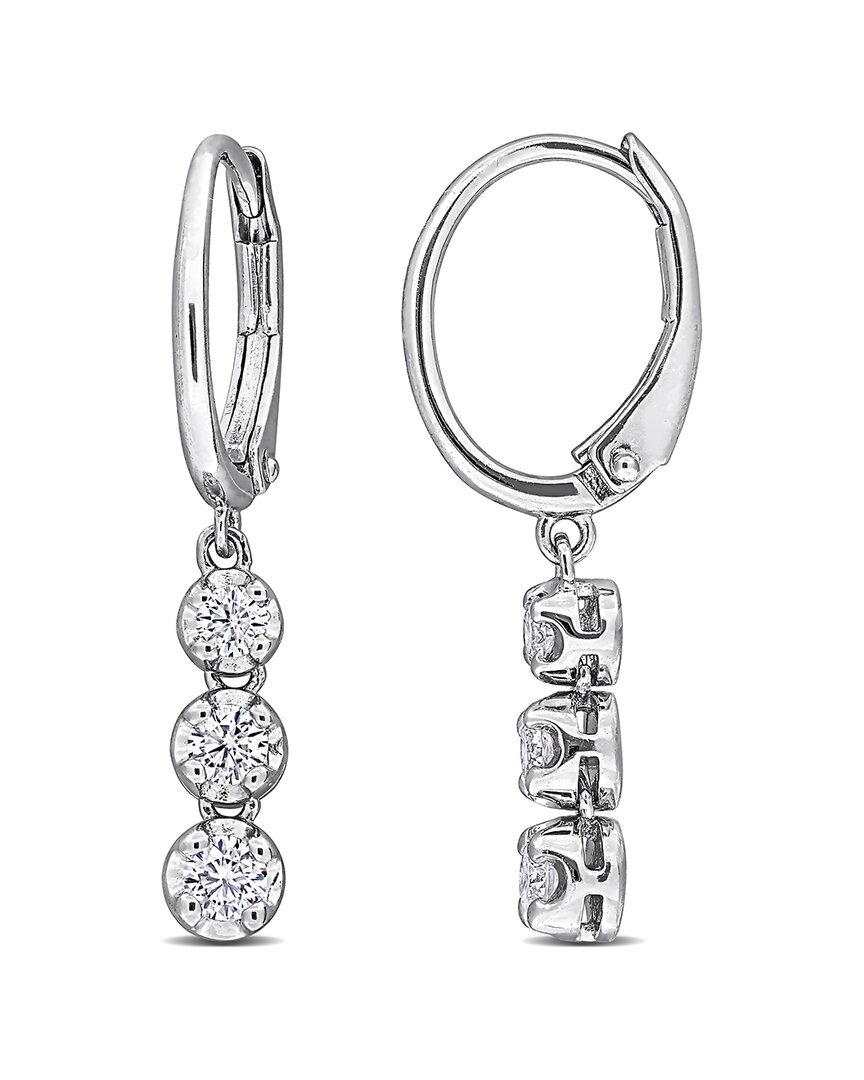 Lab Grown Diamonds Creative Forever Silver 0.48 Ct. Tw. Lab-grown Diamond 3 Stone Earrings