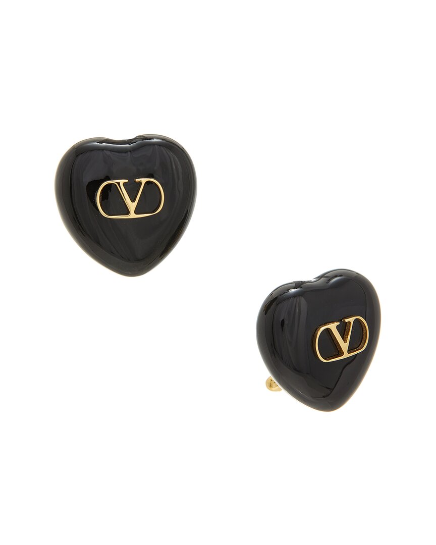 Valentino Black Enamel And Metal Coeur Royal Earrings