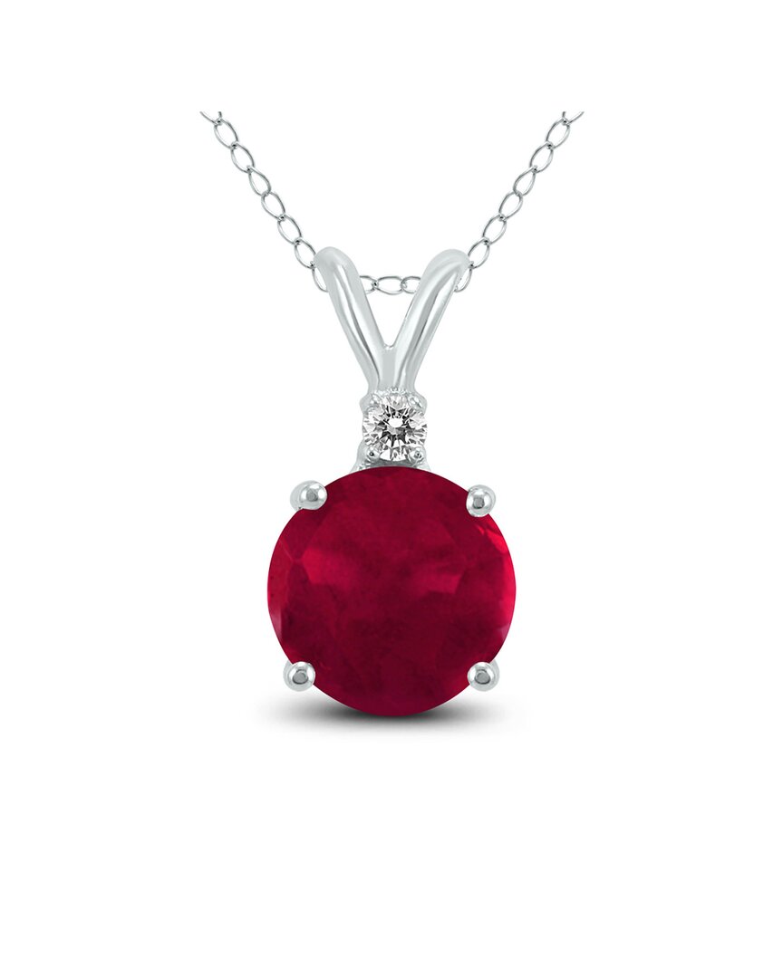 Gemstones 14k 0.47 Ct. Tw. Diamond & Ruby Necklace