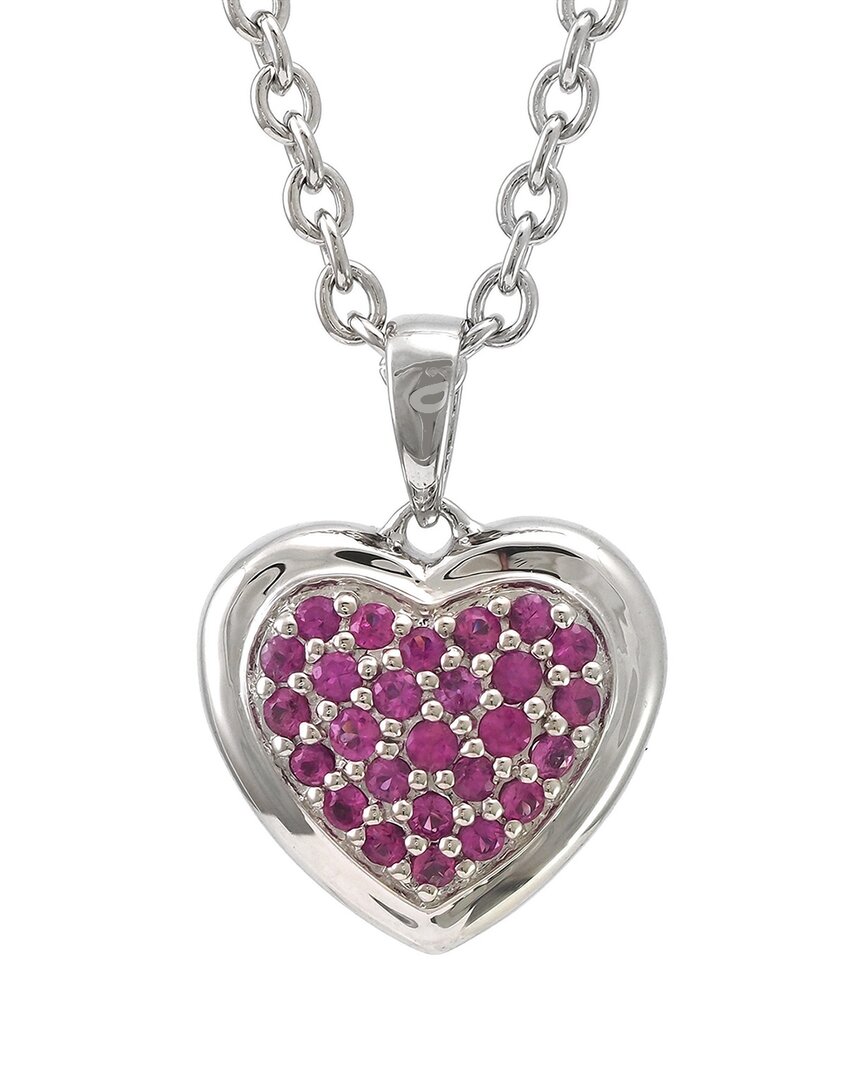 Gemstones Silver 0.76 Ct. Tw. Diamond & Pink Sapphire Pendant