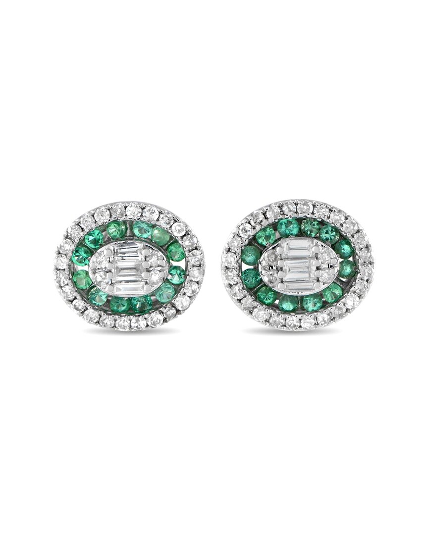 Diamond Select Cuts 14k 0.70 Ct. Tw. Diamond & Emerald Earring