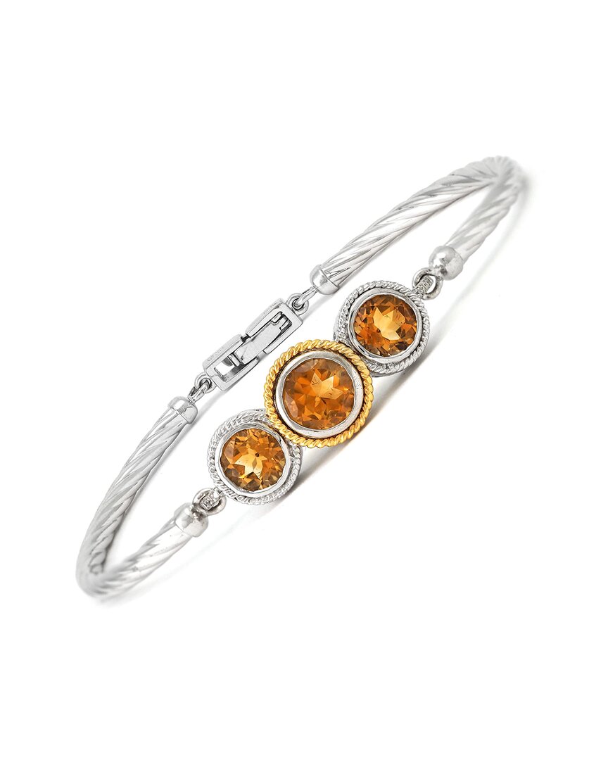 Gemstones Silver 4.31 Ct. Tw. Diamond & Citrine Bangle Bracelet