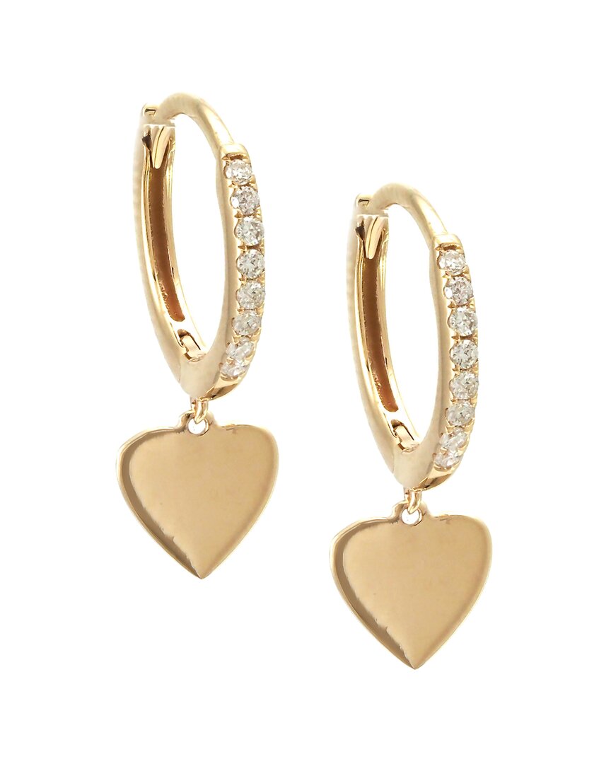 Diamond Select Cuts 14k Diamond Heart Mini Hoops