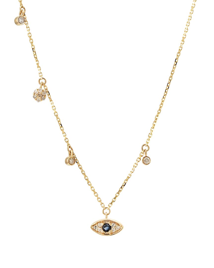 Diamond Select Cuts 14k 0.17 Ct. Tw. Diamond & Sapphire Eye Necklace