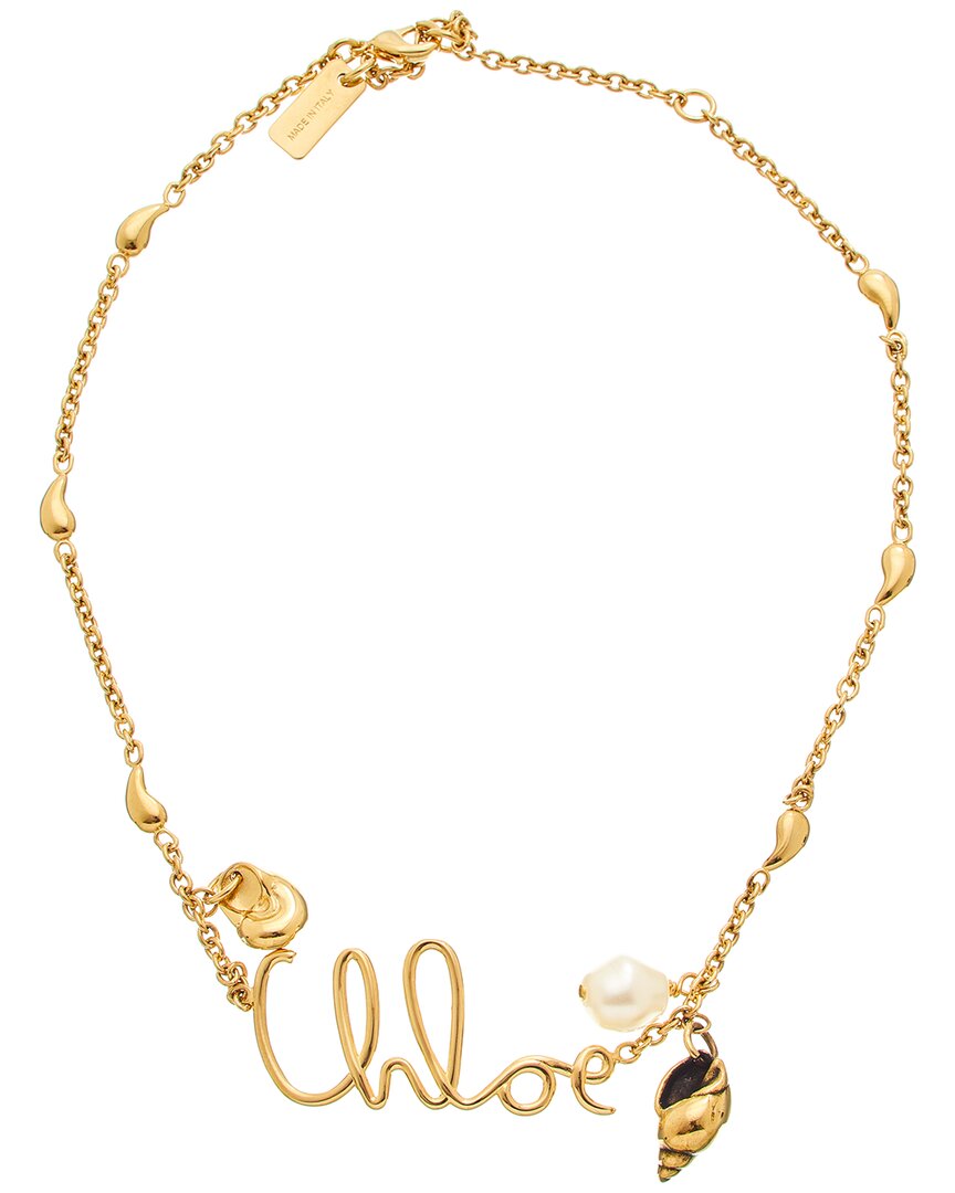 Shop Chloé Shells Necklace In Gold