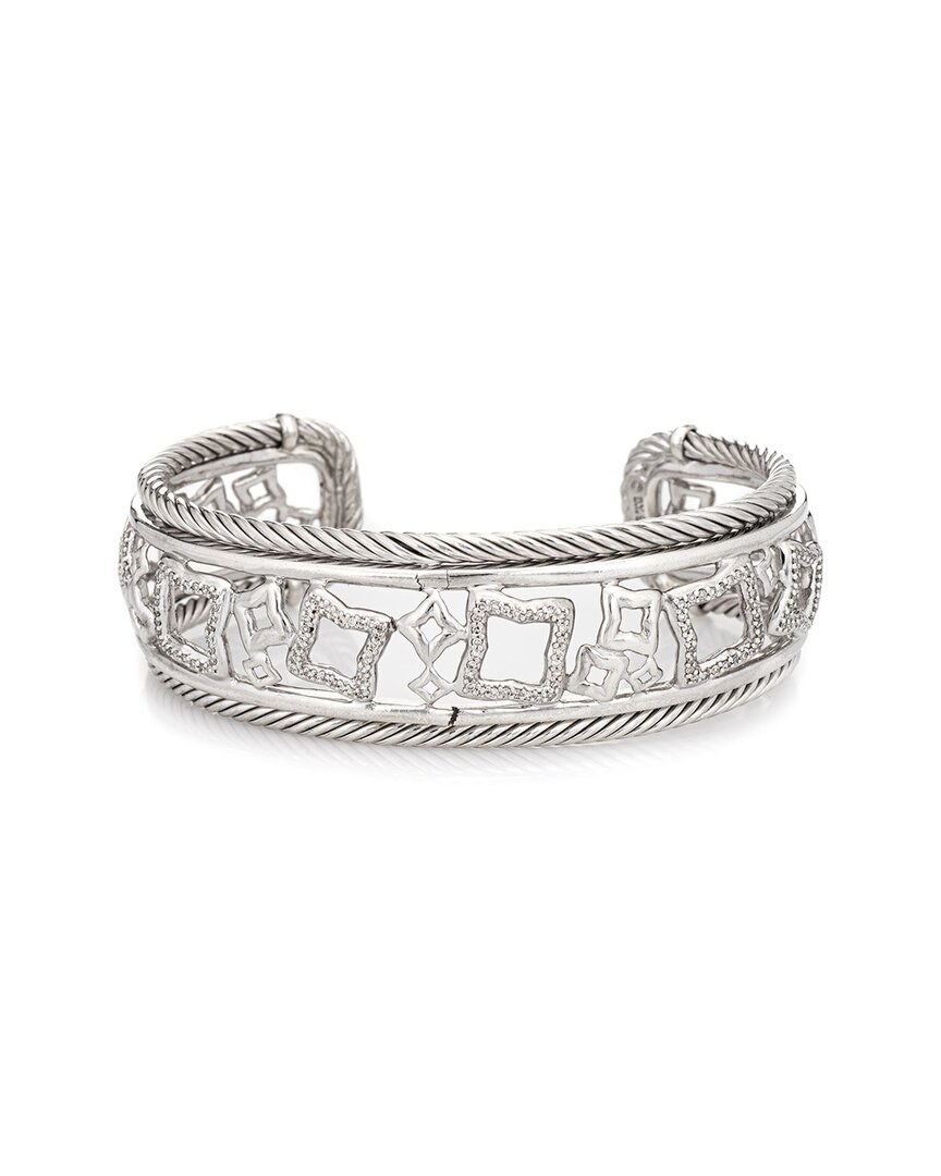 Heritage David Yurman David Yurman Quatrefoil Silver 0.50 Ct. Tw. Diamond Cuff Bracelet