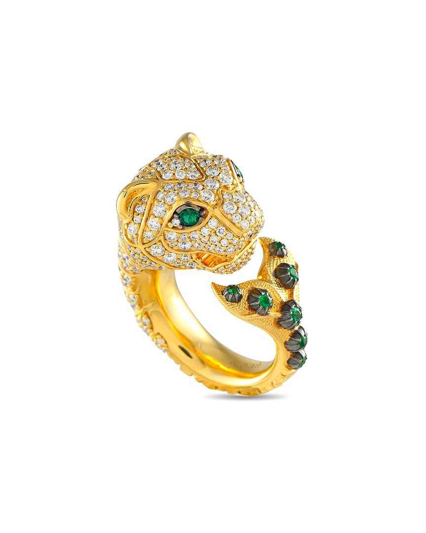 Gucci 18k 2.50 Ct. Tw. Diamond & Tsavorite Ring (authentic )