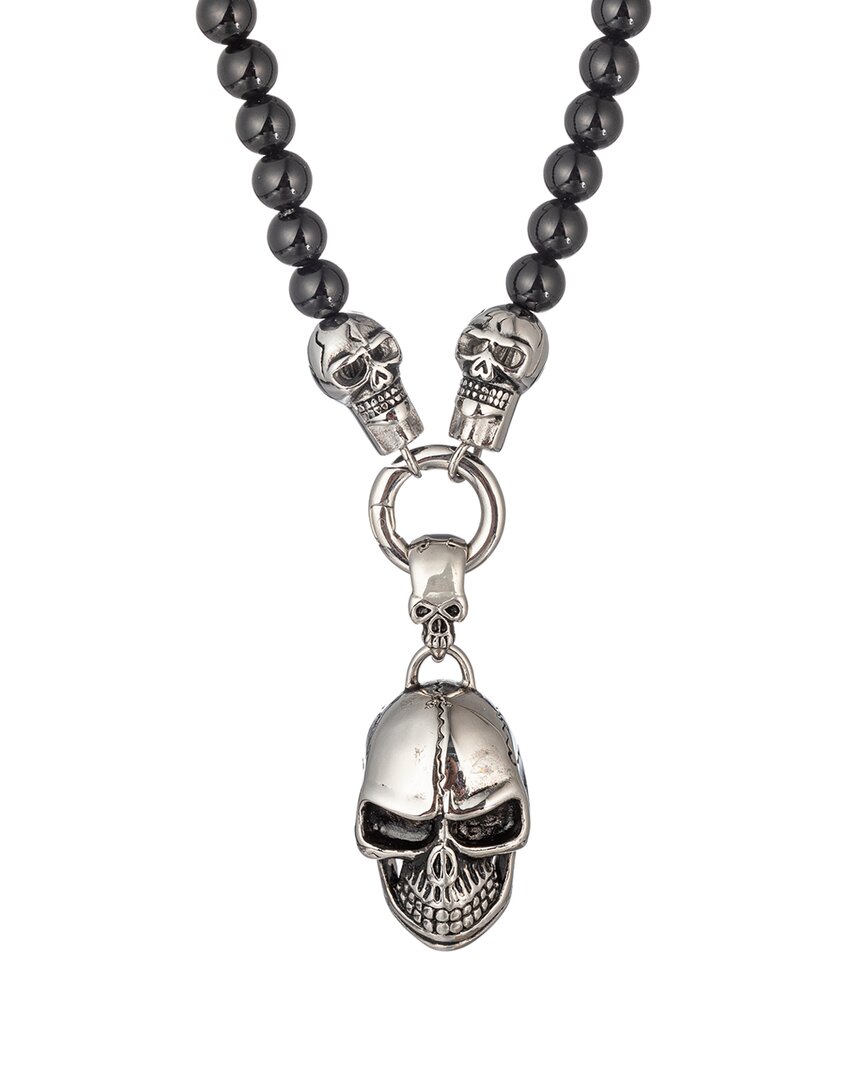 Eye Candy La The Bold Collection Agate Skull Pendant Necklace