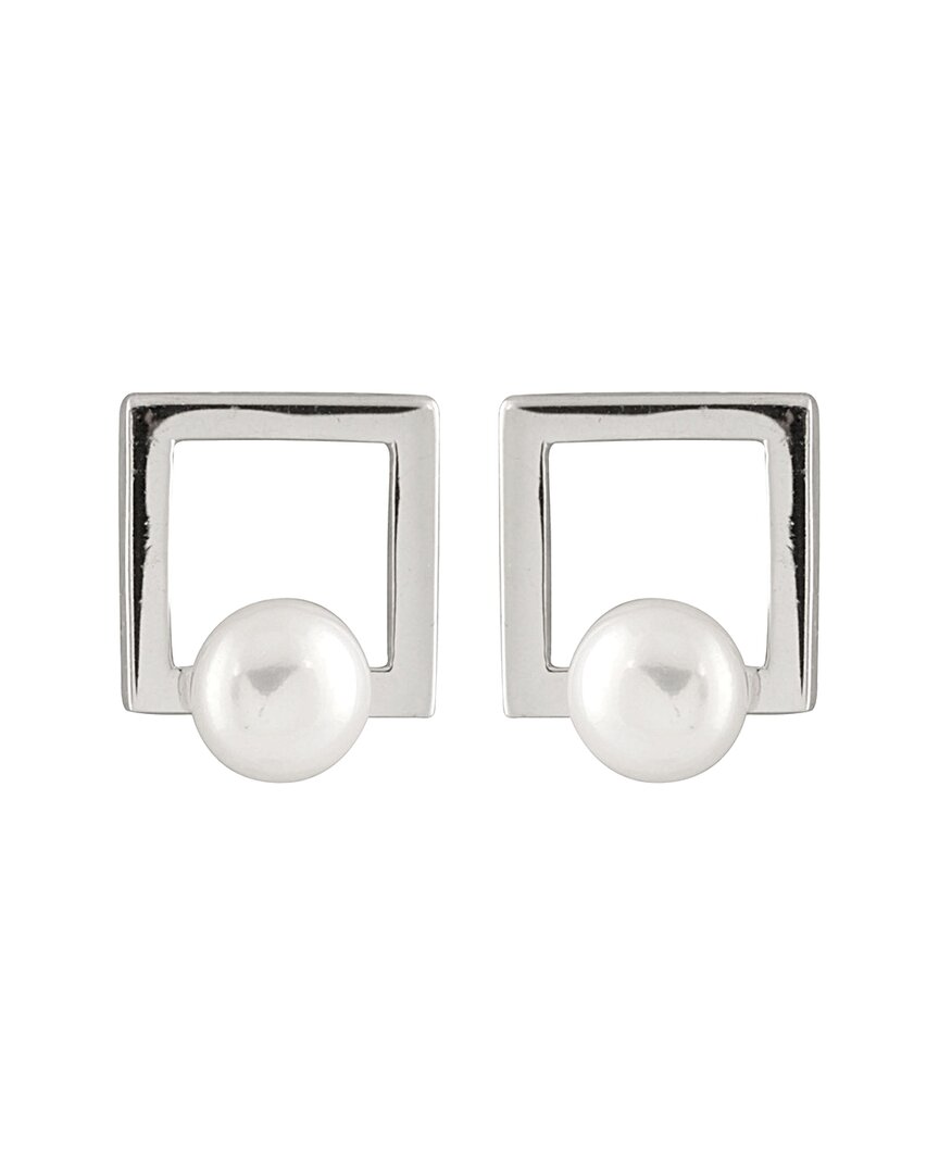 Splendid Pearls Silver 6-7mm Freshwater Pearl Earrings In Metallic