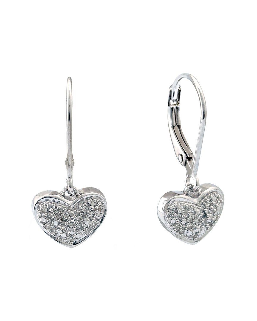 Diamond Select Cuts Silver 0.11 Ct. Tw. Diamond Heart Earrings