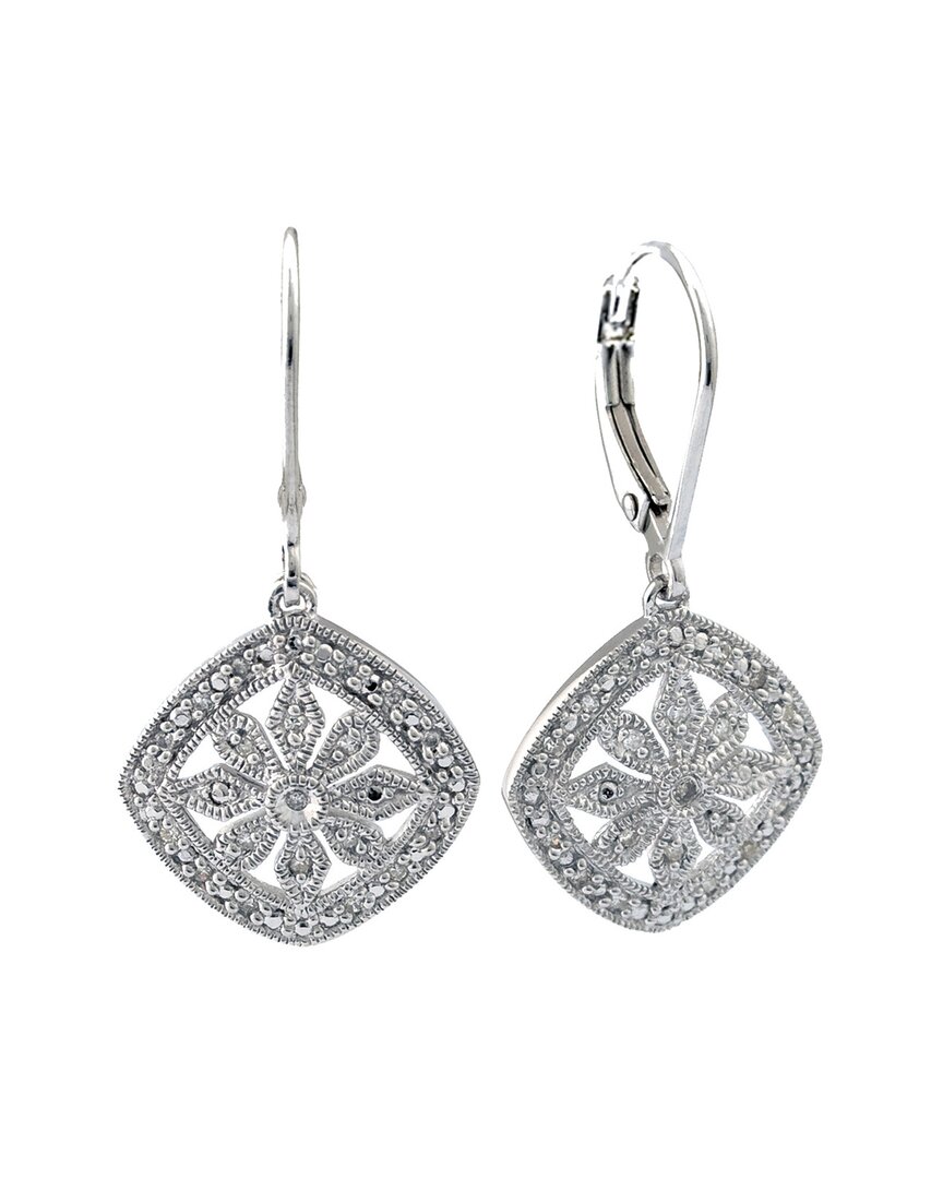 Diamond Select Cuts Silver 0.11 Ct. Tw. Diamond Antique Lock Earrings