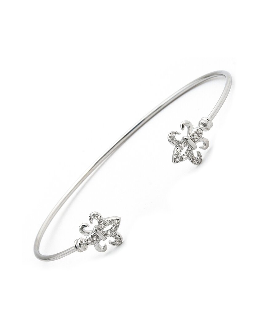 Diamond Select Cuts Silver Diamond Fleur De Lis Bangle Bracelet
