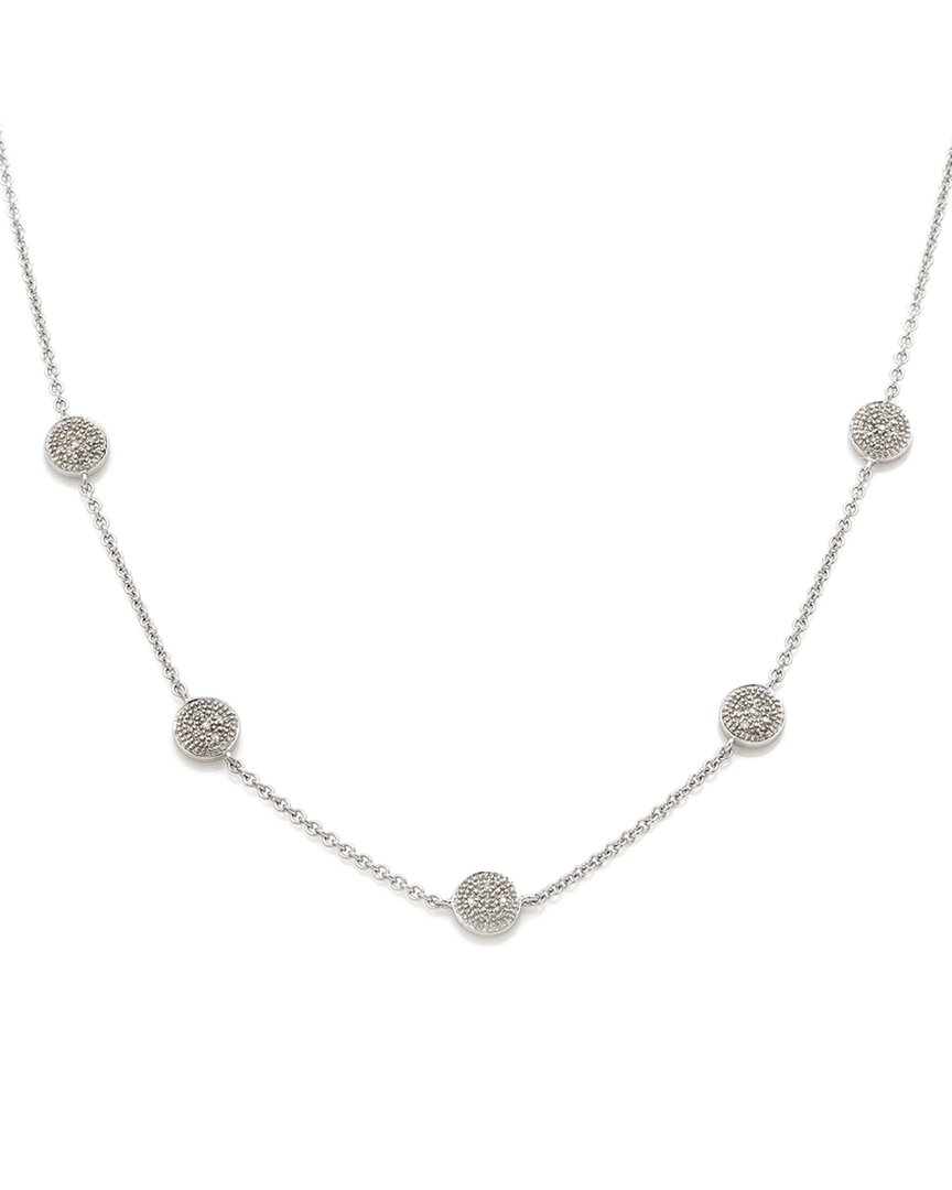 Diamond Select Cuts Silver 0.16 Ct. Tw. Diamond Round Plate Necklace