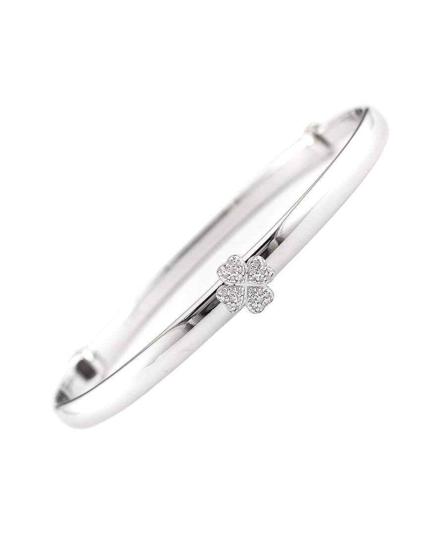 Diamond Select Cuts Silver Diamond Clover Bangle Bracelet