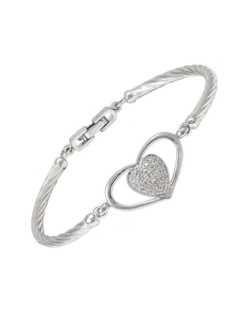 Diamond Select Cuts Silver Diamond Heart Bangle Bracelet