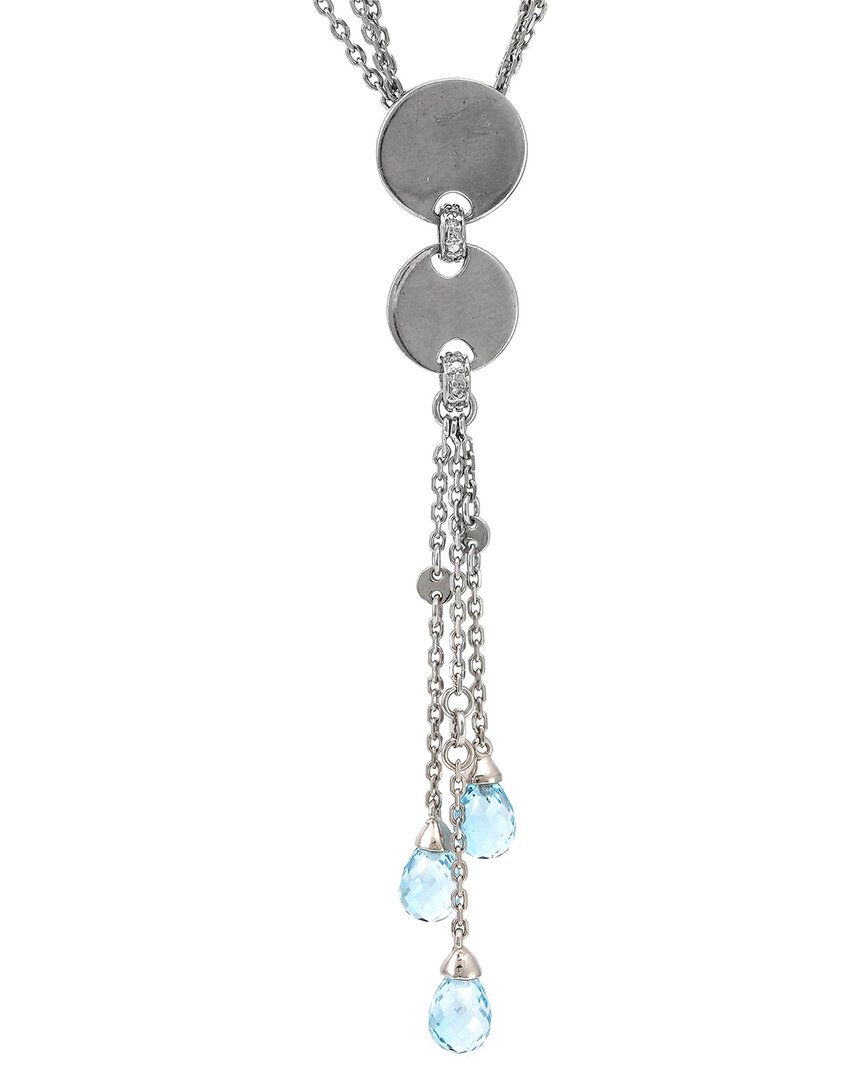 Gemstones Silver 5.00 Ct. Tw. Diamond & Blue Topaz Necklace