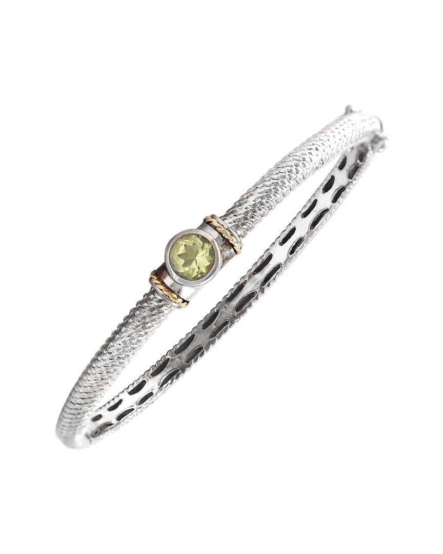 Gemstones Silver 1.04 Ct. Tw. Diamond & Lemon Quartz Bangle Bracelet
