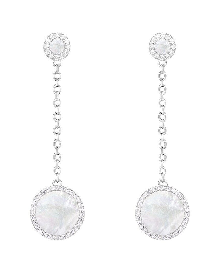 Splendid Pearls Silver 7x7mm Pearl Cz Earrings