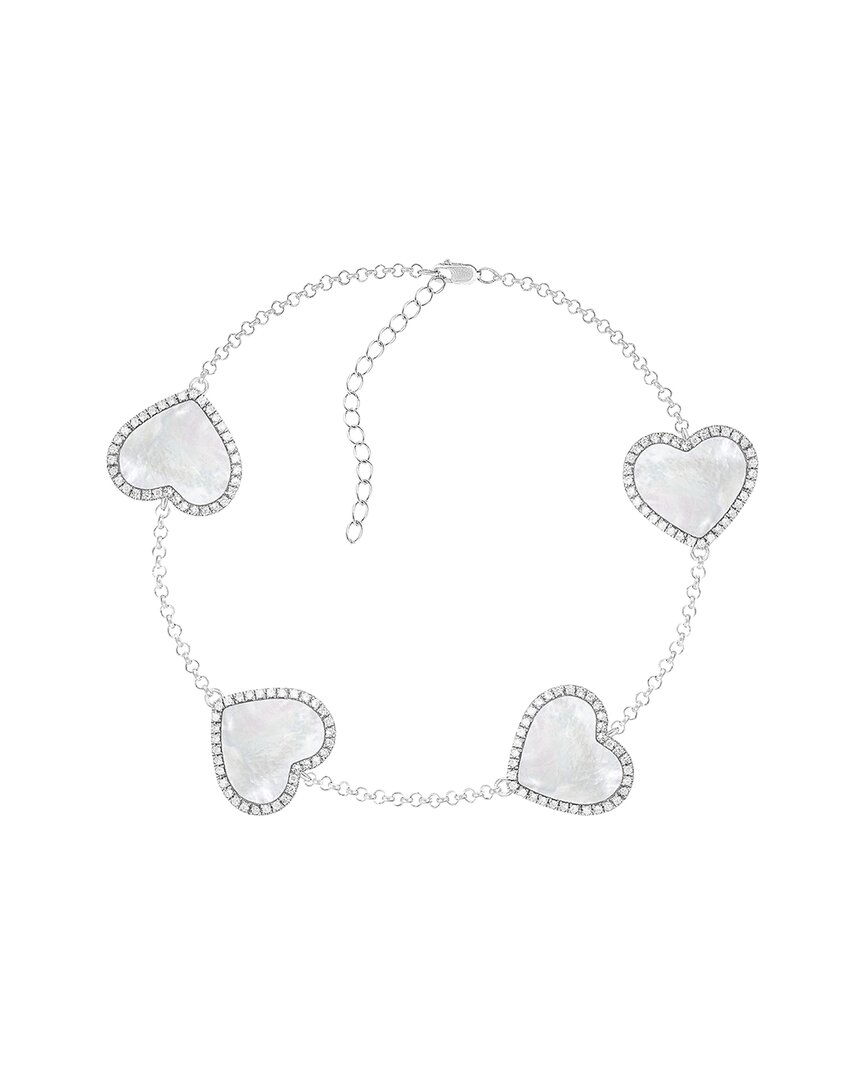 Splendid Pearls 12-13mm Pearl Cz Station Bracelet