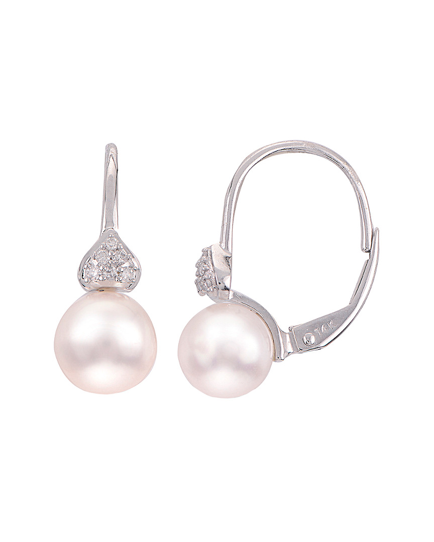 Pearls Imperial 14k 0.06 Ct. Tw. Diamond & 7-7.5mm Akoya Pearl Earring
