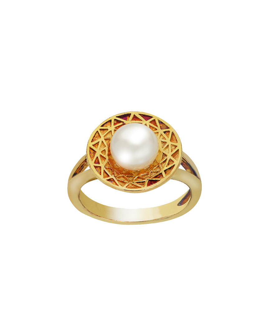 Pearls Imperial Gold Over Silver 7-7.5mm Freshwater Pearl Ring
