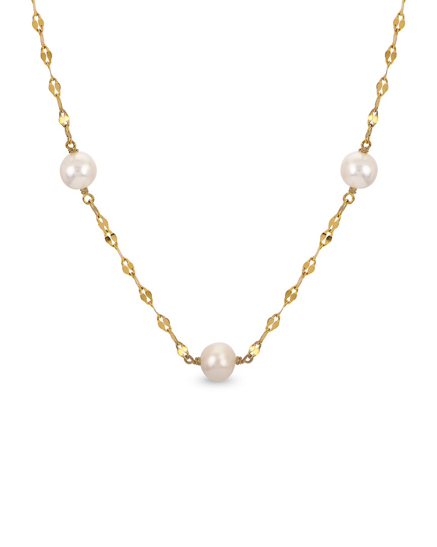 Pearls Imperial Gold Over Silver 7.5-8mm Freshwater Pearl Necklace