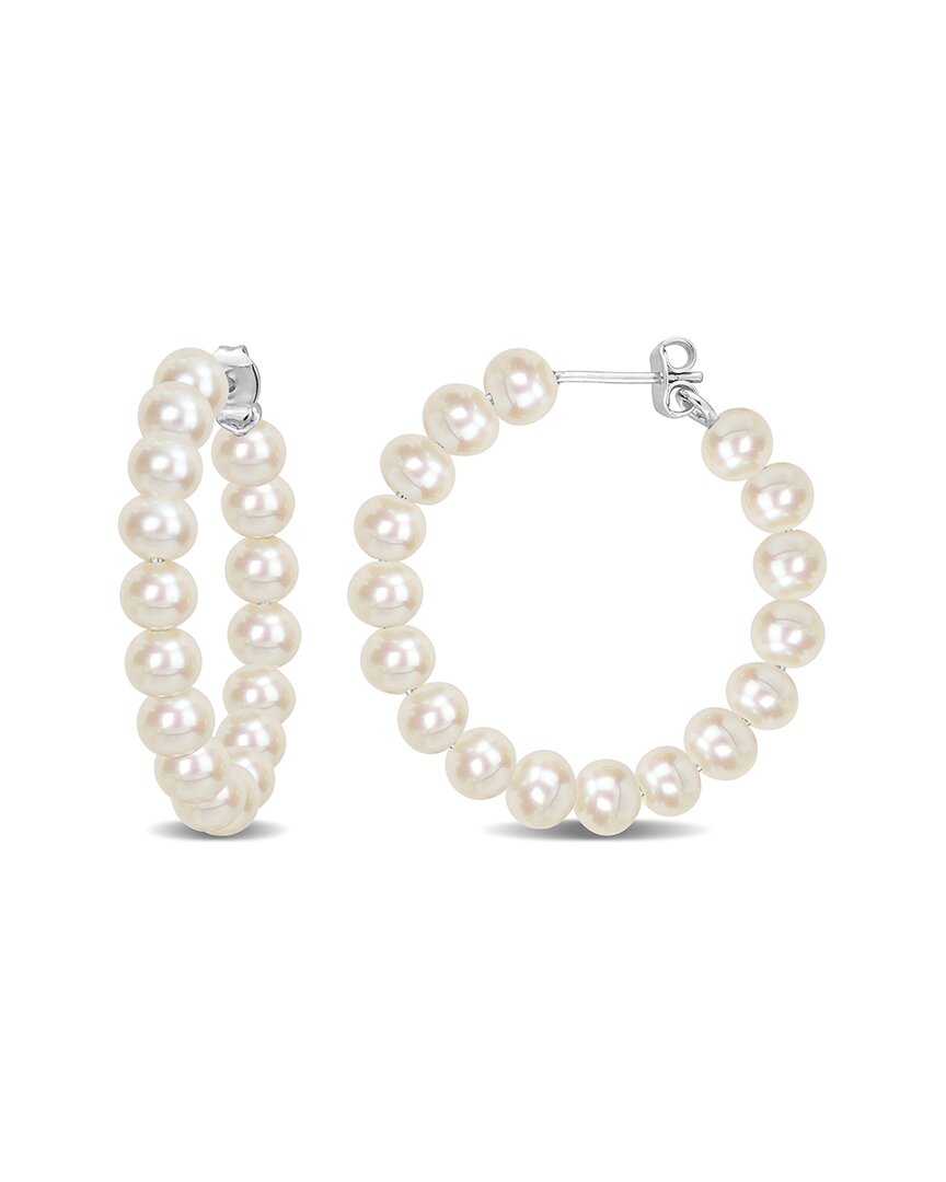 Rina Limor Silver 5-5.5mm Pearl Hoops